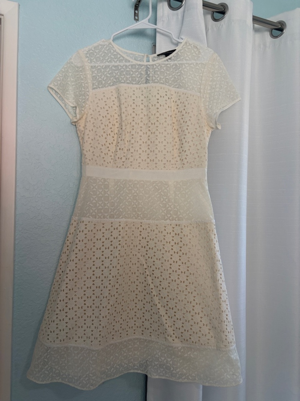 Banana Republic Cream Lace Fit & Flare Mini Dress